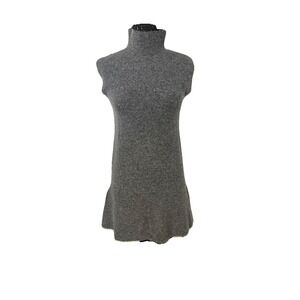 ZARA Gray Sleeveless Mock Neck Sweater Dress- Size Small Laine Woll Blend